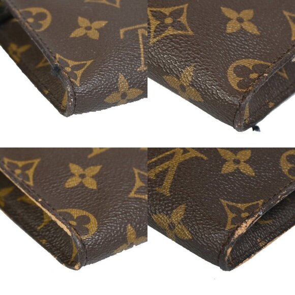LOUIS VUITTON LV Logo Bucket PM Pouch Bag Monogram Leather Brown Gold - Picture 7 of 15
